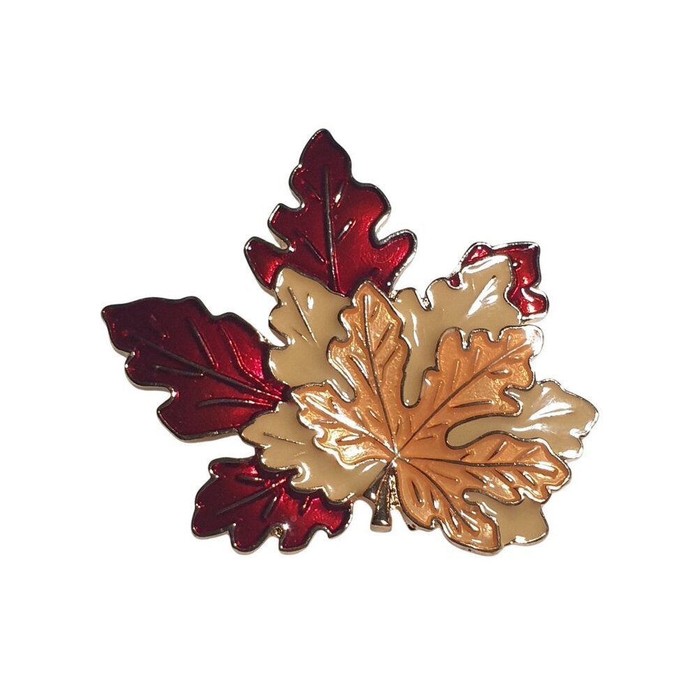 Maple Leaf Enamel Pin Brooch Autumn Colors Gold Tone Metal Fall Multicolor New